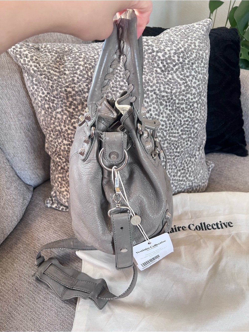 Balenciaga Grey City Le Cagole Motocross Pompon Bucket Bag - Picture 4 of 12